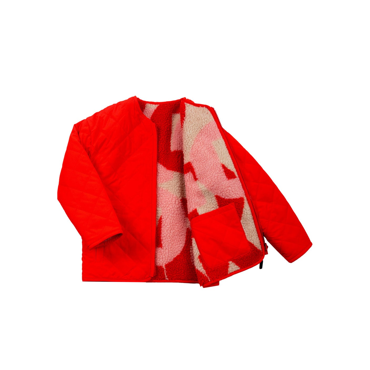 Jacket sleeping lion | Poppin red/printed teddy | Gosoaky
