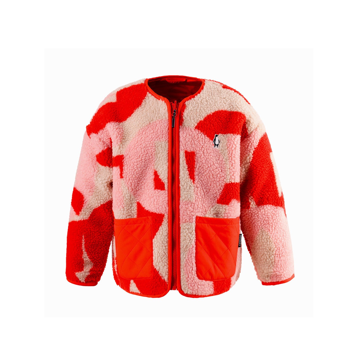 Jacket sleeping lion | Poppin red/printed teddy | Gosoaky