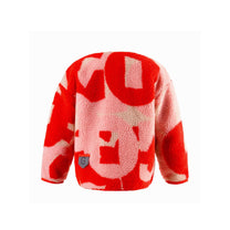 Jacket sleeping lion | Poppin red/printed teddy | Gosoaky