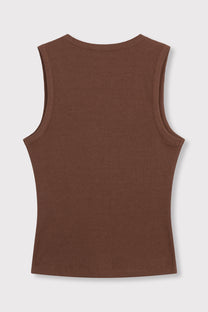 Knitted tanktop studs Bente | Choc brown | Refined Department