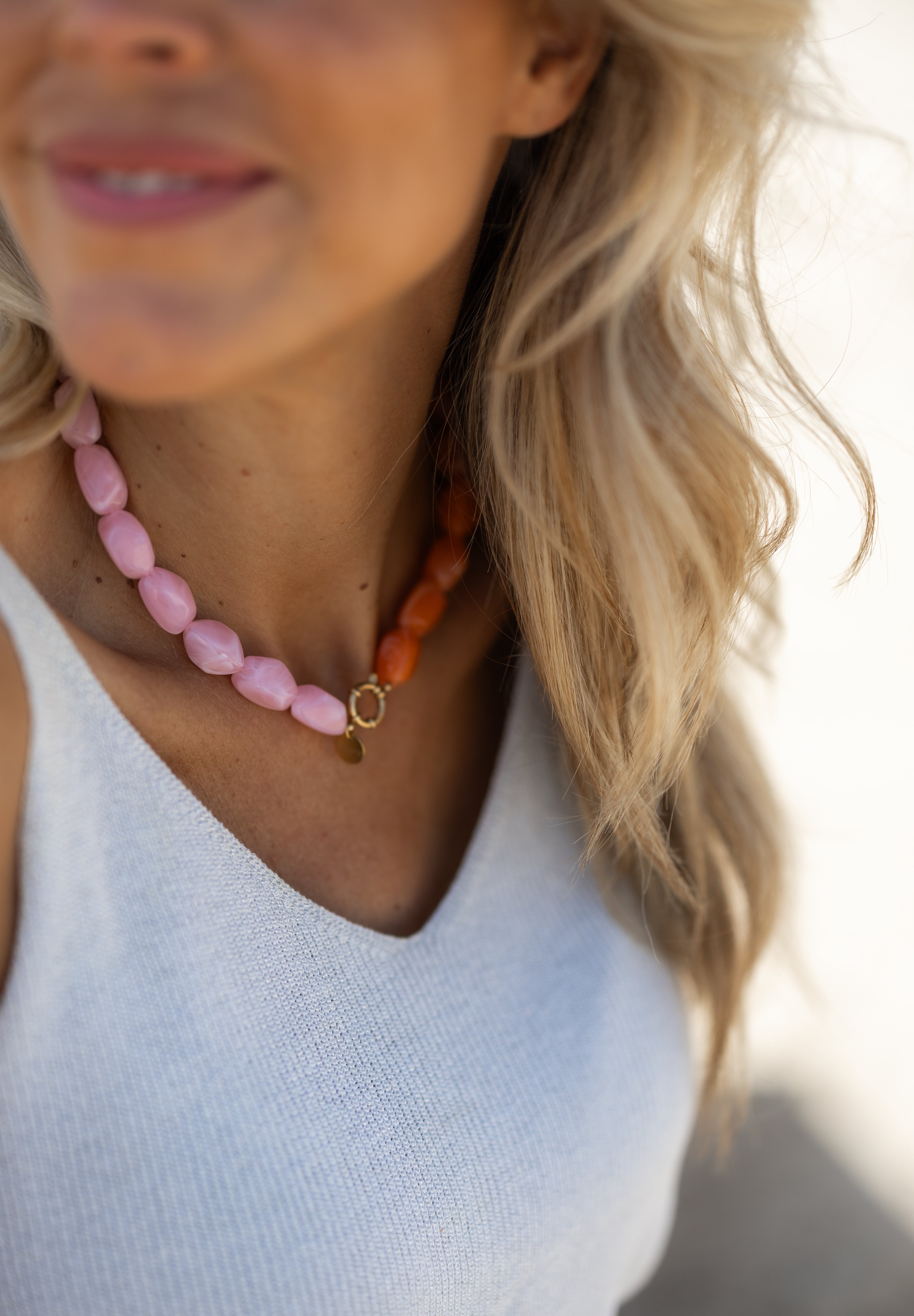 Ketting Top Team | Oranje/roze | Studio Poespas