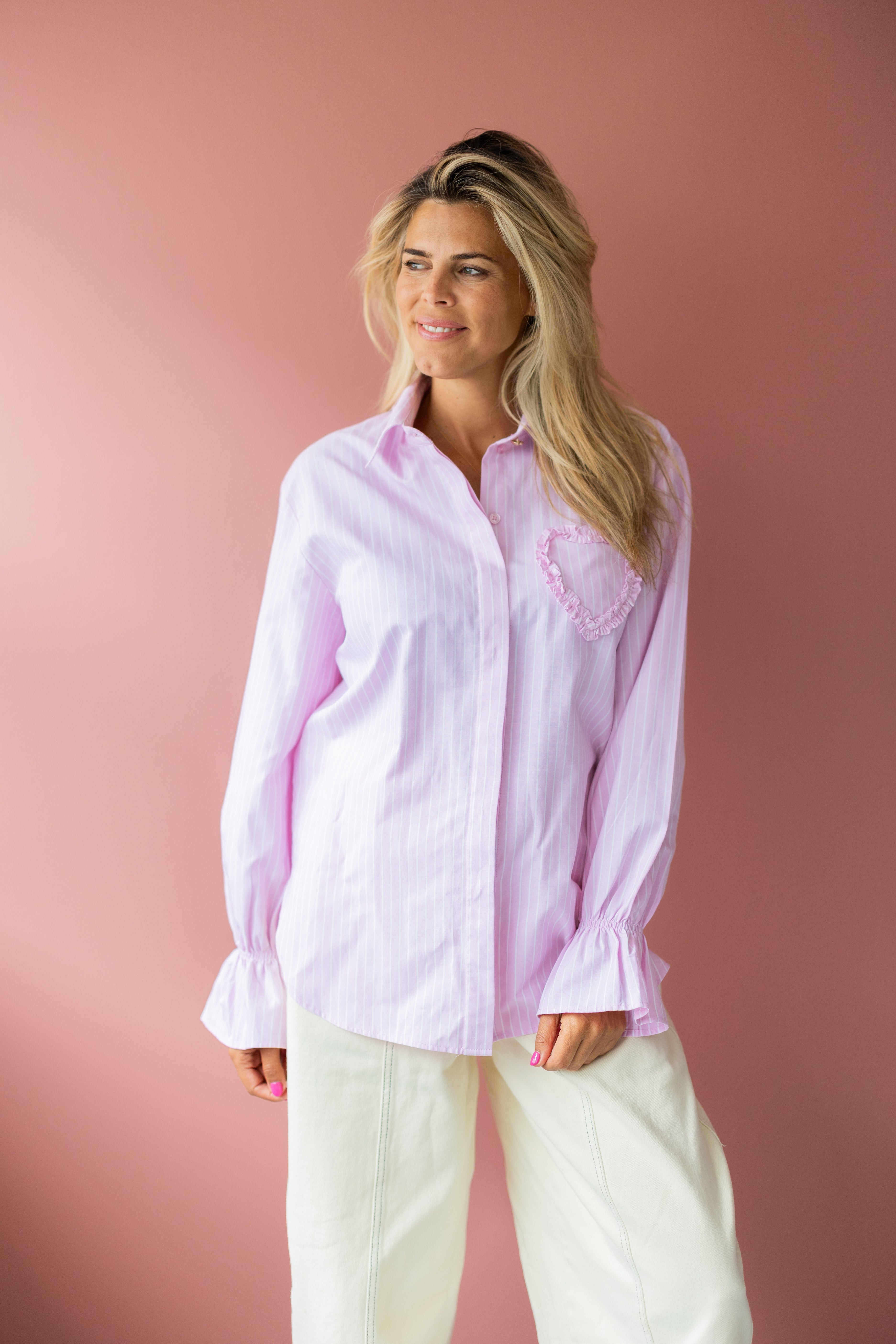 Blouse love story | Striped pink | Studio Poespas