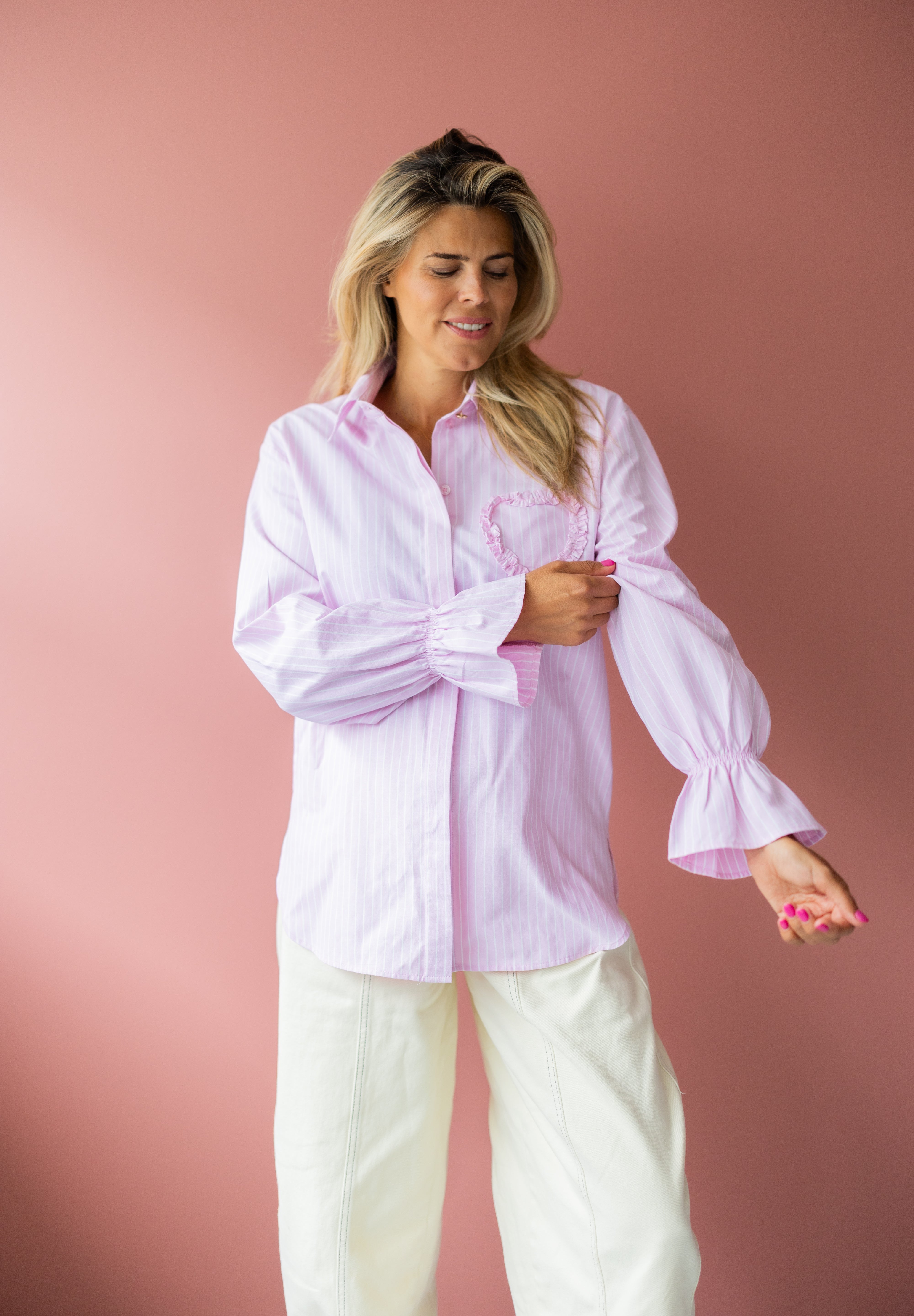 Blouse love story | Striped pink | Studio Poespas