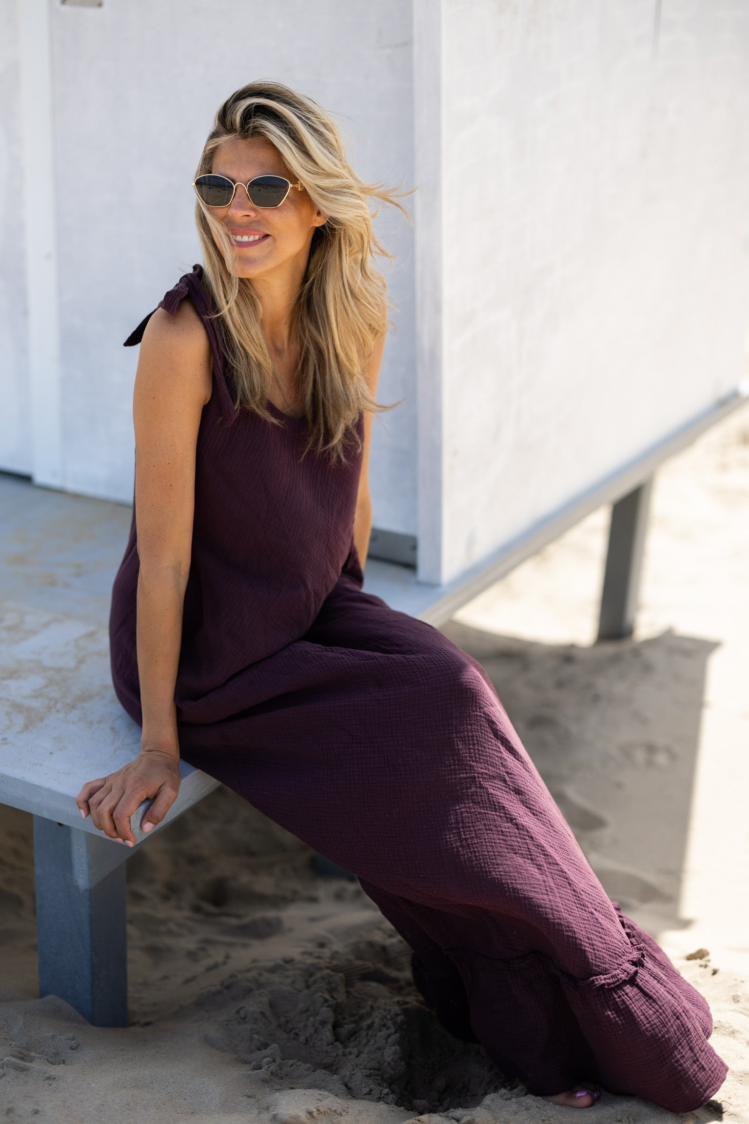 Longdress Bon bini | Aubergine | Studio Poespas