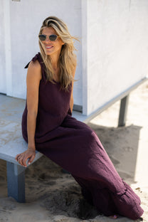 Longdress Bon bini | Aubergine | Studio Poespas