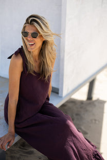 Longdress Bon bini | Aubergine | Studio Poespas
