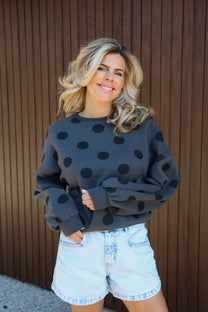 Sweat Macaron Polka pop | Graphite | Studio Poespas