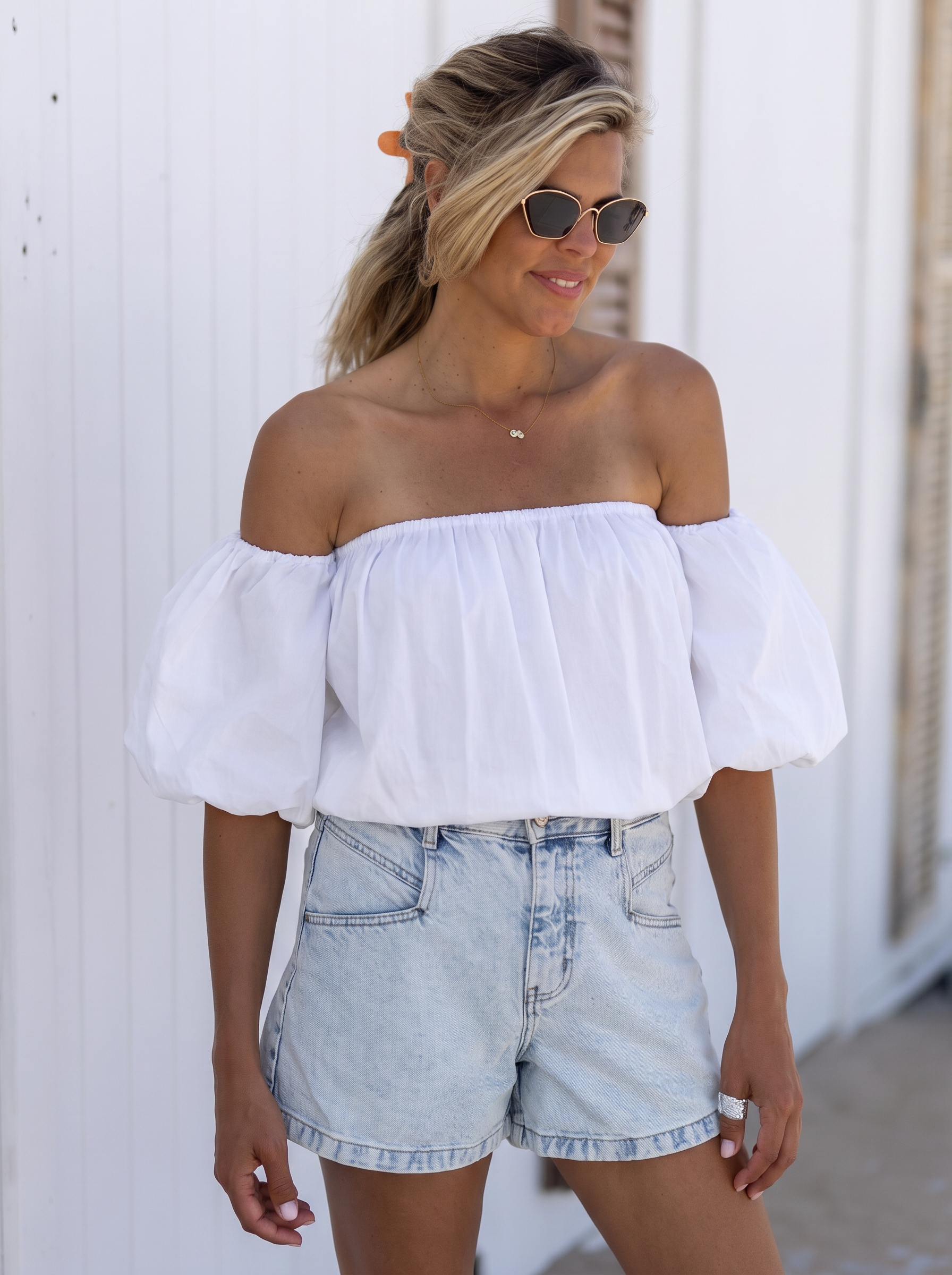 Off-shoulder top Capri | White | Studio Poespas