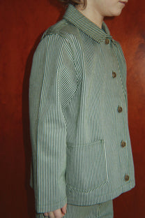 Overshirt Luc | Milk Verte Stripe | Konges Sløjd