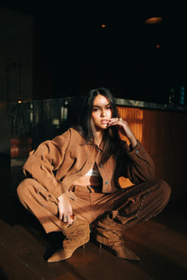 Oversized studded jacket Honni | Brown | Refined Department