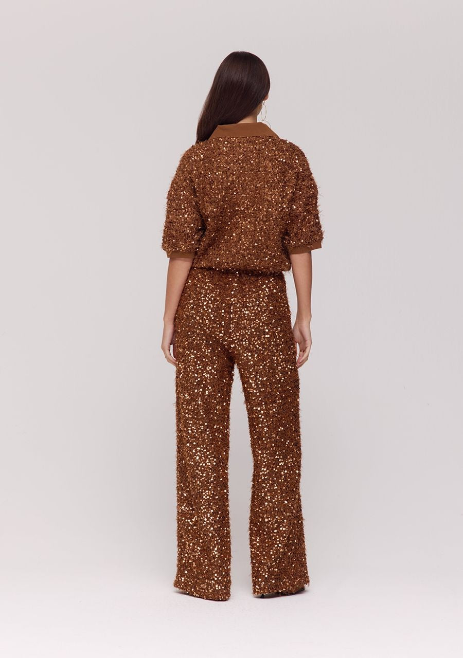 PRE-ORDER: Pants Holly | Bronze sequin | Harper & Yve