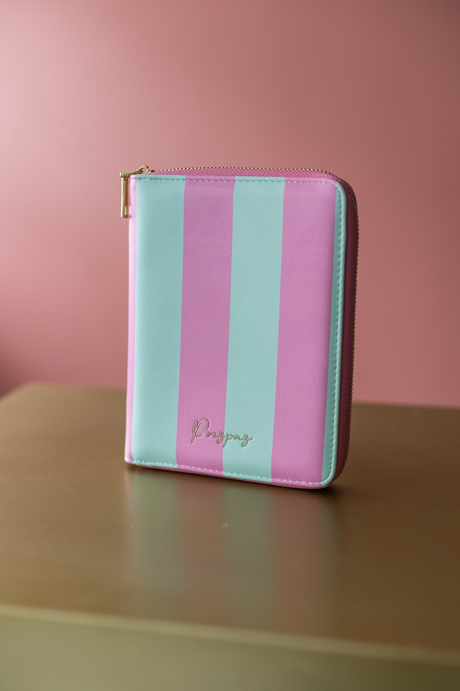 Paspoorthoes Stripes Mint Pink | t/m 4 pers. | Studio Poespas