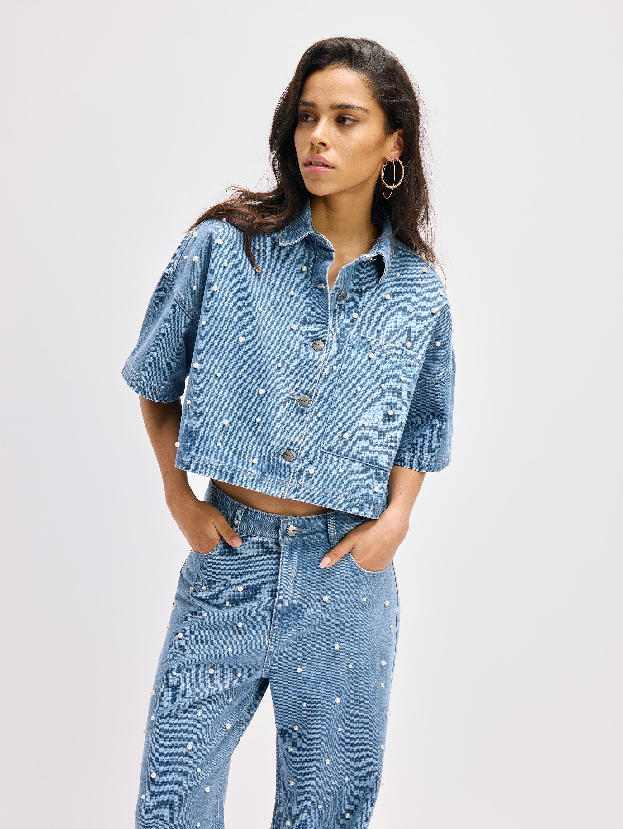 Pearl denim pants Payton | Blue denim | Refined Department