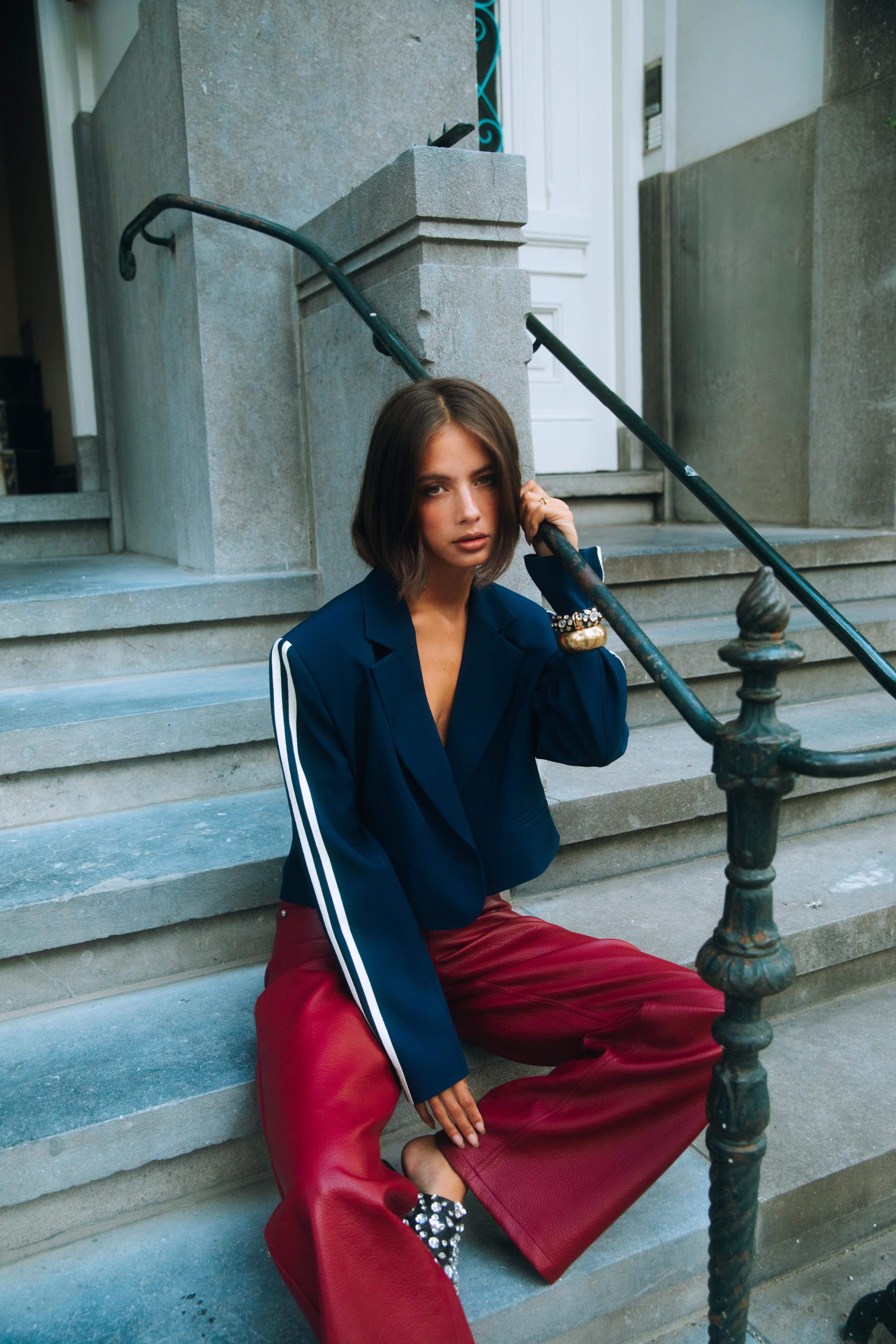 Wide leg pants Esmee | Bordeaux | Refined Department