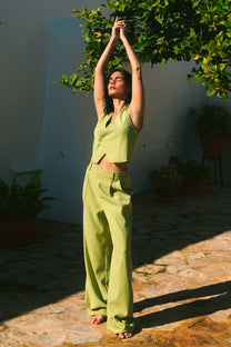 Relaxed waistcoat Lille | Matcha | Refined Department