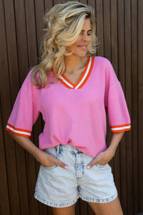 Retro Varsity top | Orange vs. Pink | Studio Poespas