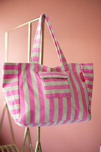 Shopper Stripe-a-licious | Pink/grey | Studio Poespas
