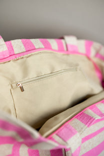 Shopper Stripe-a-licious | Pink/grey | Studio Poespas