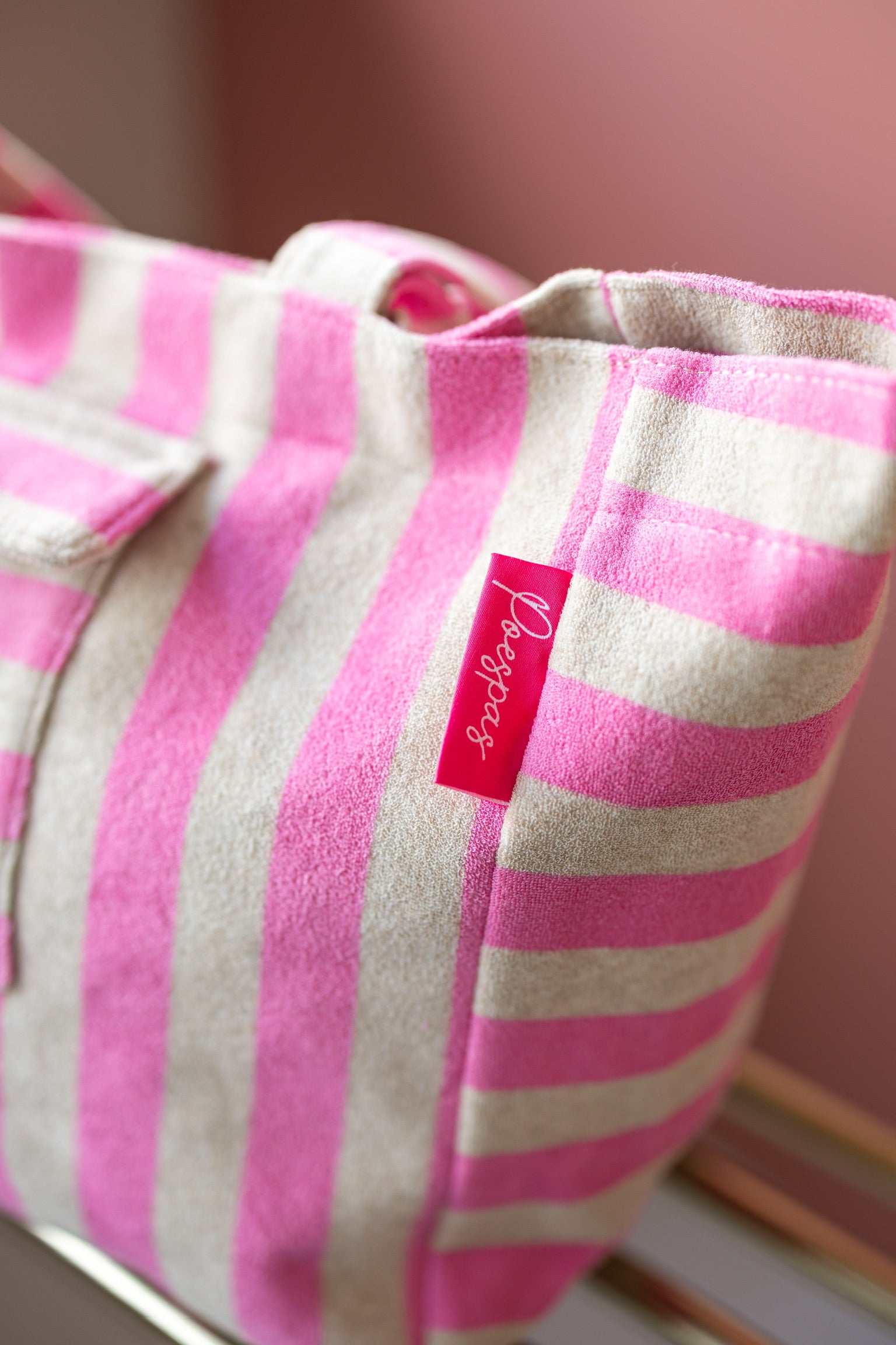 Shopper Stripe-a-licious | Pink/grey | Studio Poespas