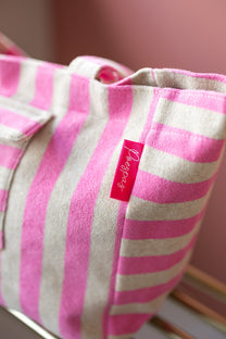 Shopper Stripe-a-licious | Pink/grey | Studio Poespas