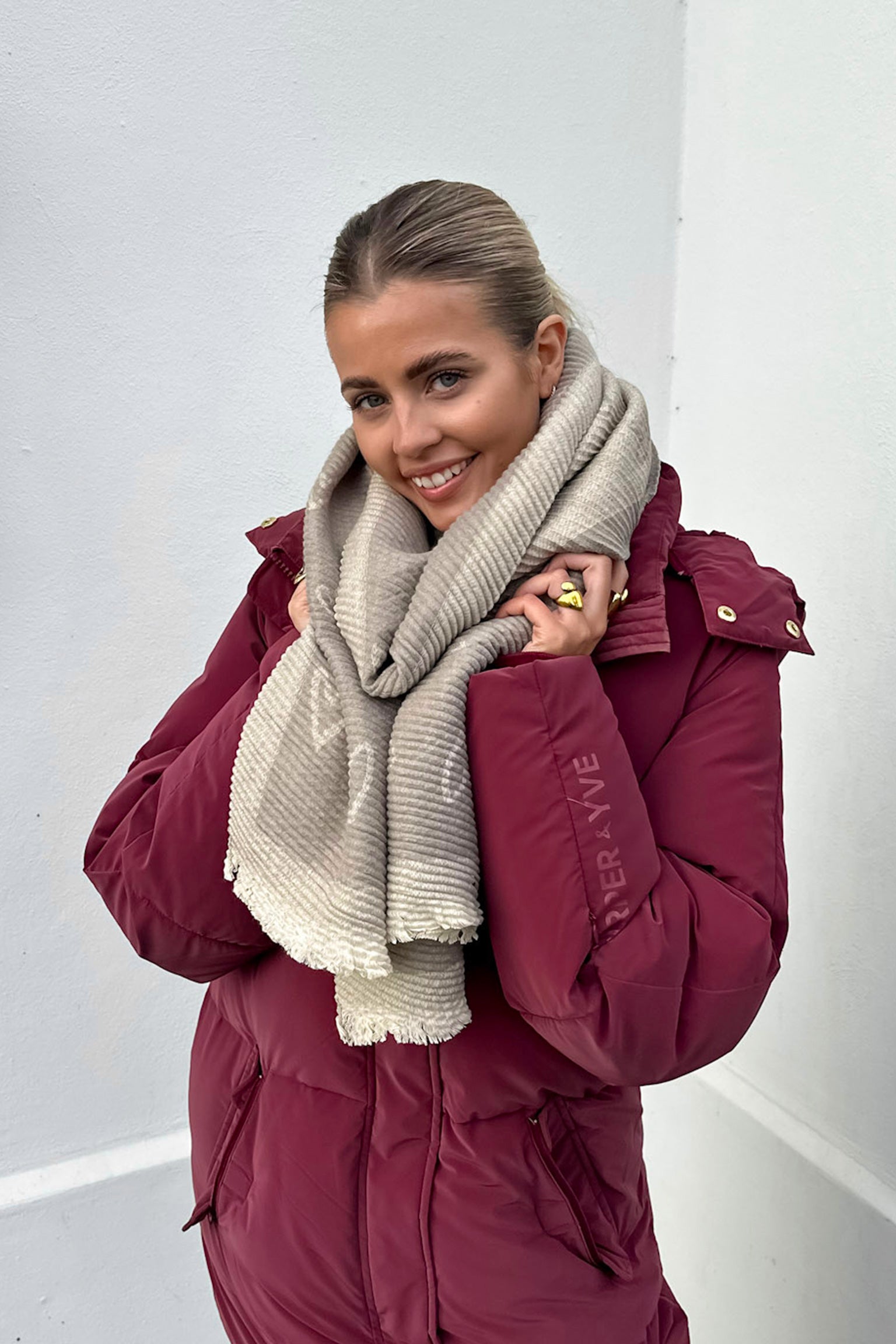 Sjaal autumn grey hearts | Rib | Studio Poespas