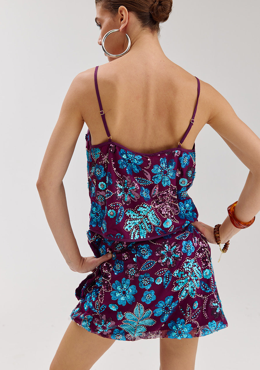 Skirt Romy | Cassis blue sequin | Harper & Yve