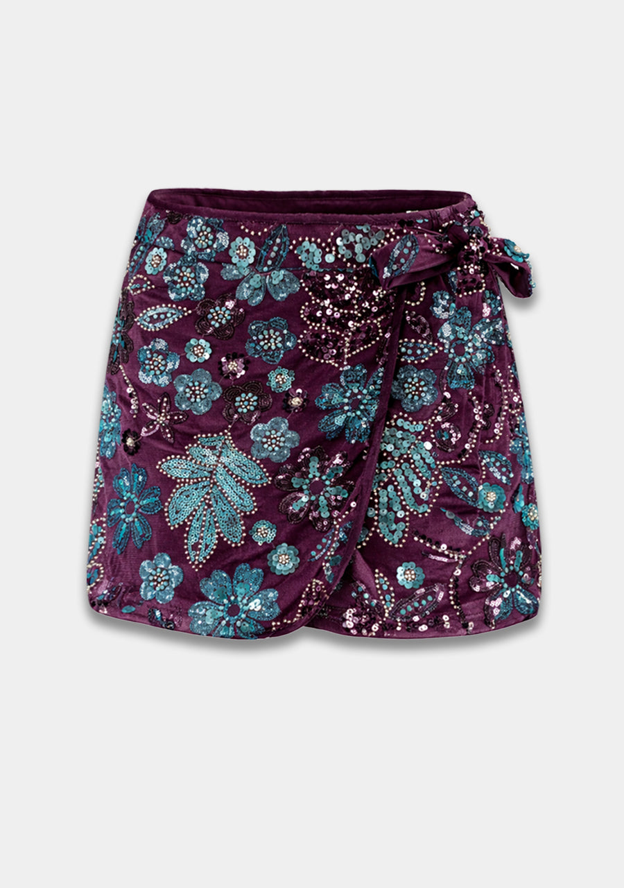Skirt Romy | Cassis blue sequin | Harper & Yve