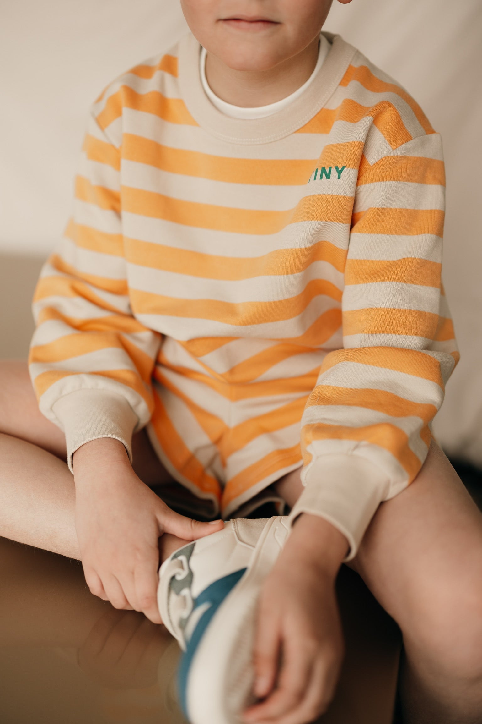 Stripes sweatshirt | Orange/dark vanilla | Tinycottons