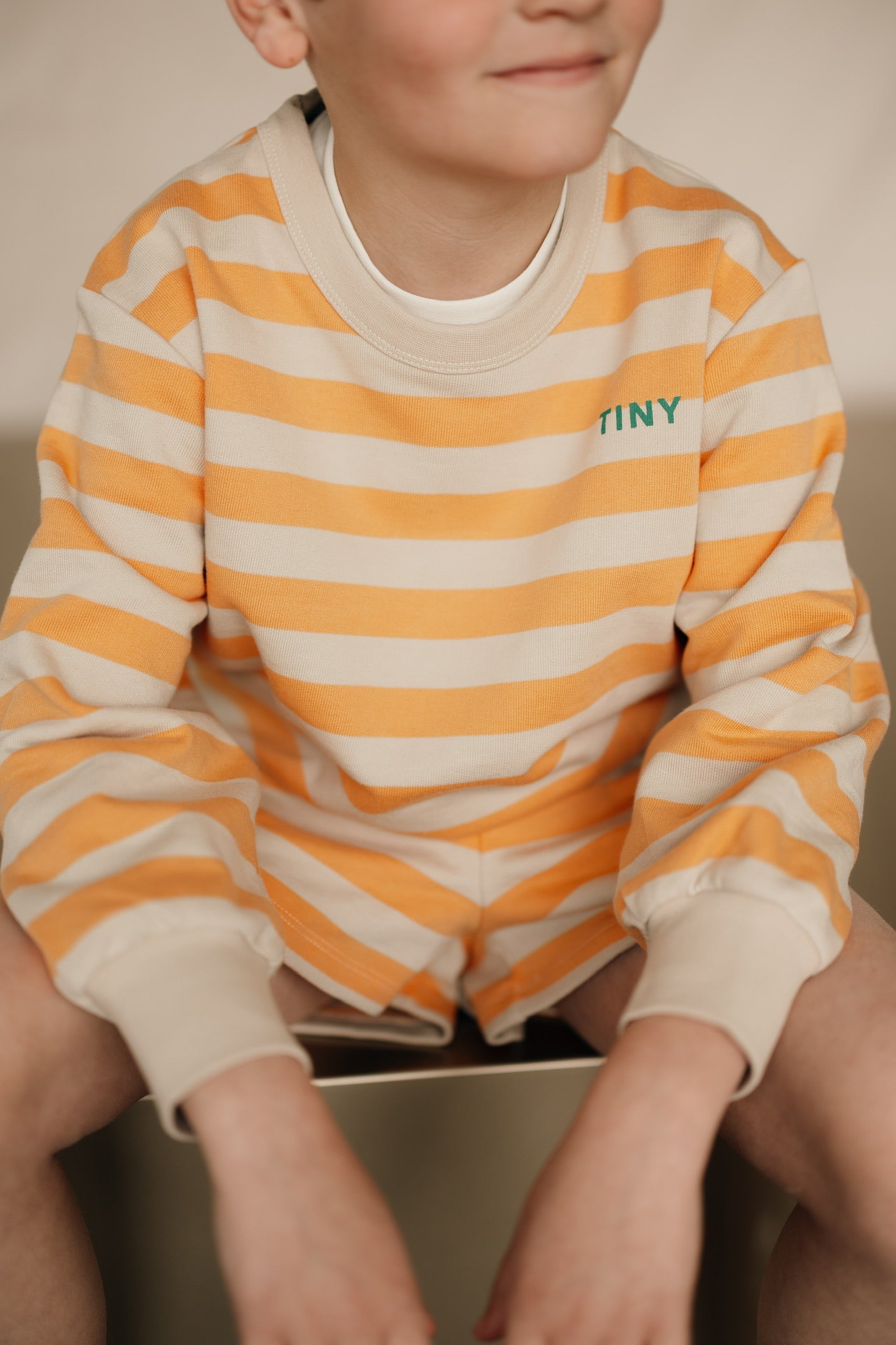 Stripes sweatshirt | Orange/dark vanilla | Tinycottons