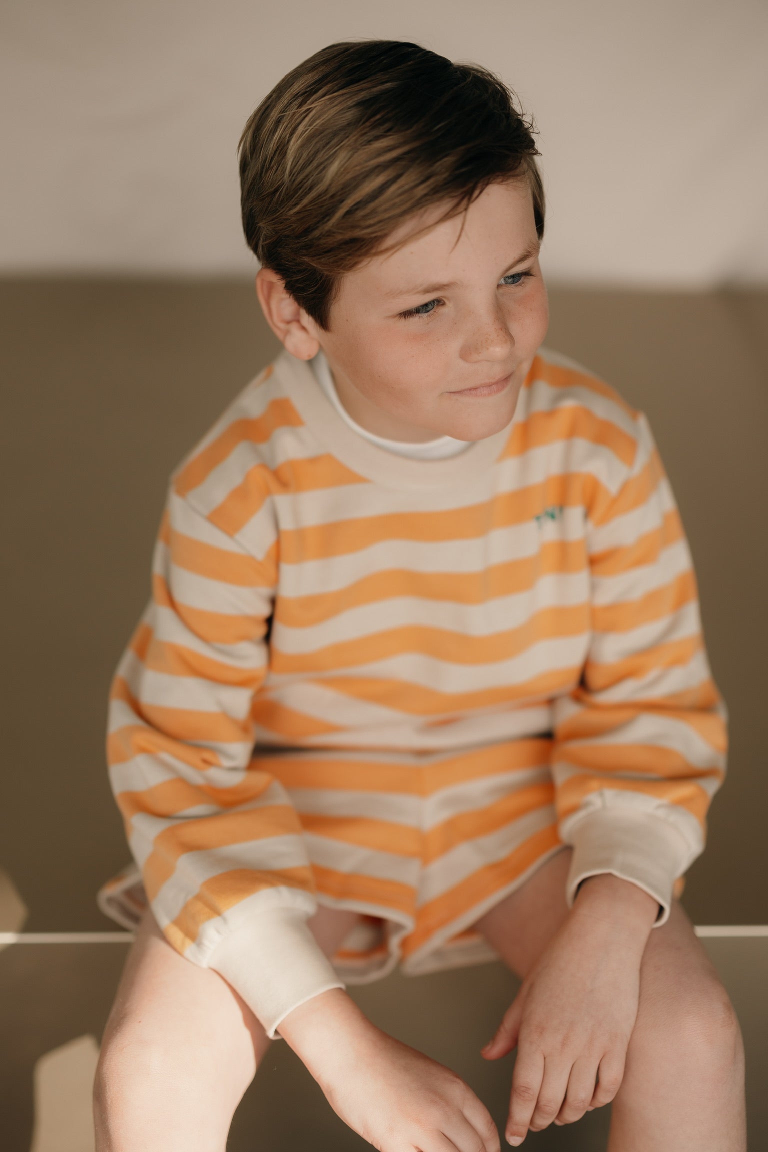 Stripes sweatshirt | Orange/dark vanilla | Tinycottons