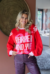Sweater How we party | Poppy red | Harper & Yve