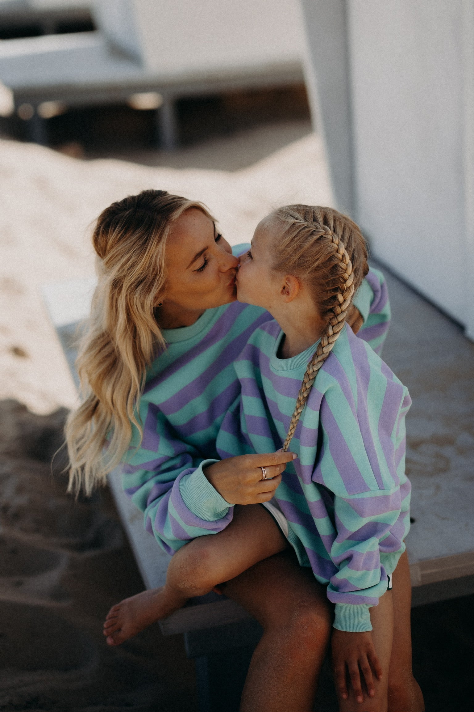 Sweater Stripesea kids unisex | Mint lilac | Studio Poespas
