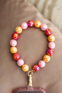 Telefoonkoord Disco | Orange pink | Studio Poespas