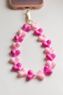 Telefoonkoord sugar hearts | Double pink | Studio Poespas