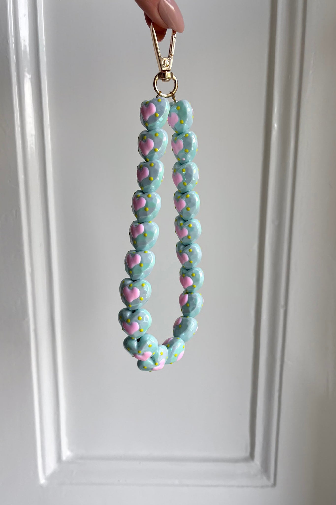 Telefoonkoord hearts | Green/pink | Studio Poespas