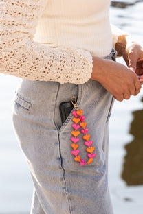 Telefoonkoord Sugar Hearts | Orange pink | Studio Poespas