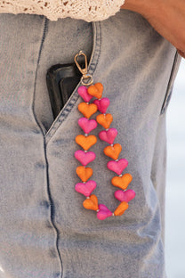 Telefoonkoord Sugar Hearts | Orange pink | Studio Poespas