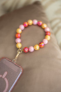 Telefoonkoord Disco | Orange pink | Studio Poespas