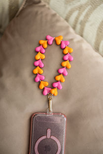 Telefoonkoord Sugar Hearts | Orange pink | Studio Poespas