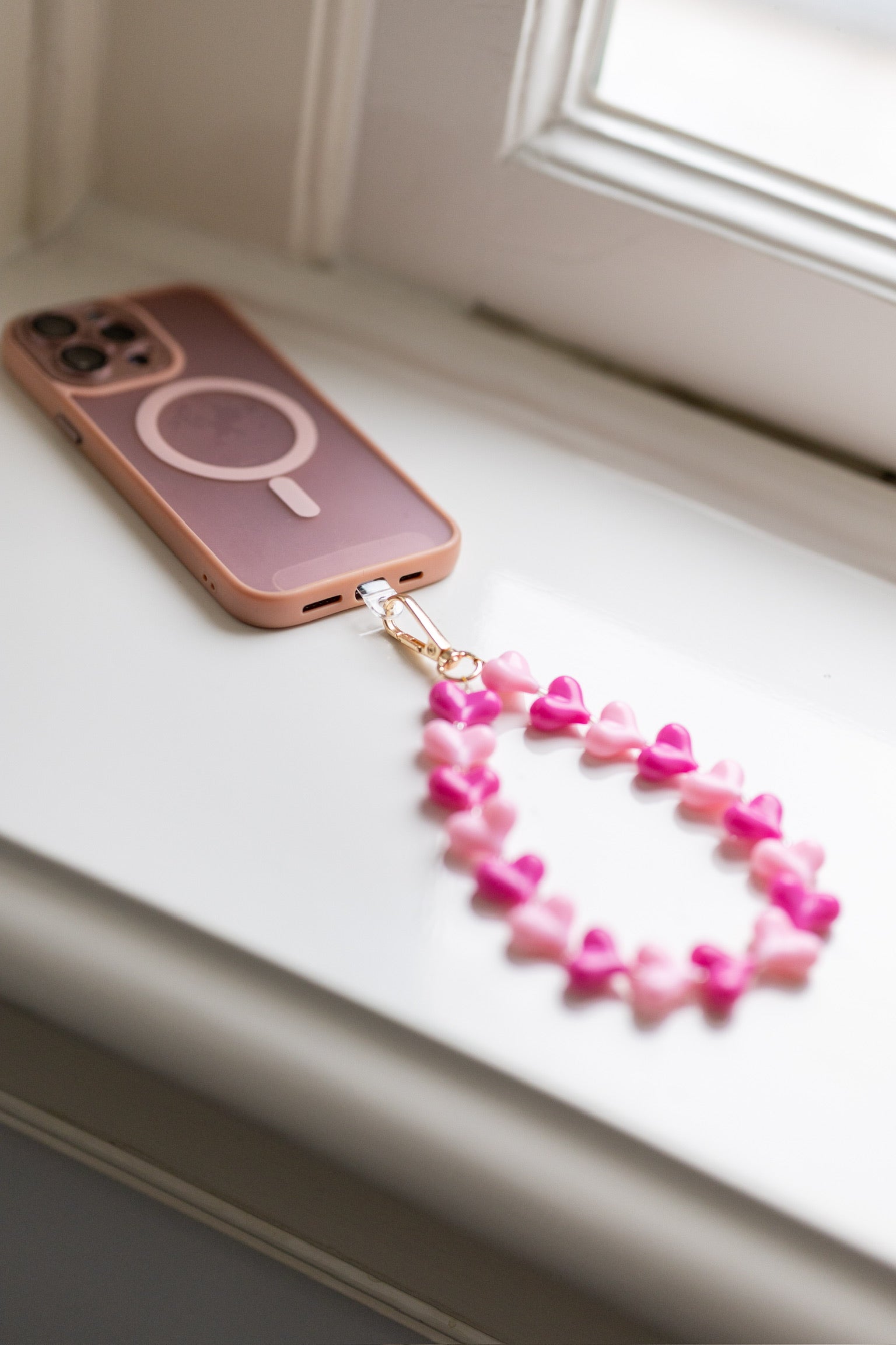 Telefoonkoord sugar hearts | Double pink | Studio Poespas