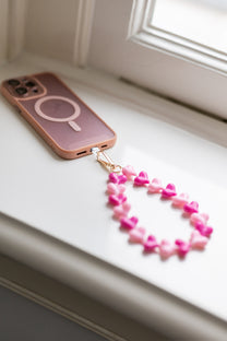 Telefoonkoord sugar hearts | Double pink | Studio Poespas