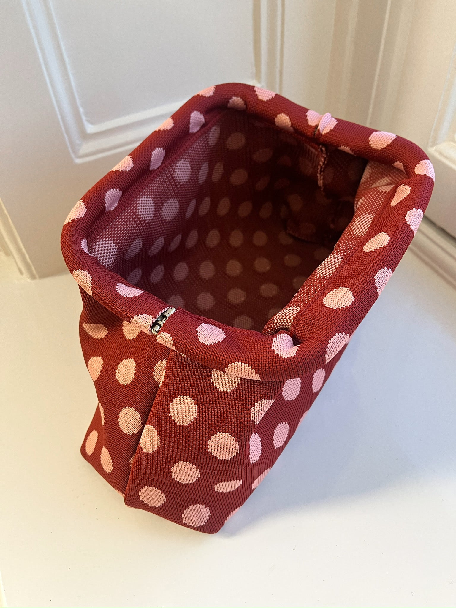 Toilettas dots | rood/lichtroze