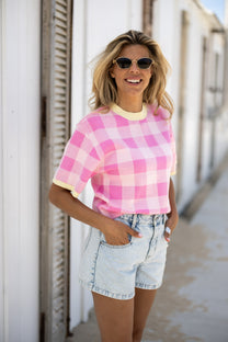 Top Check me out | Pink | Studio Poespas