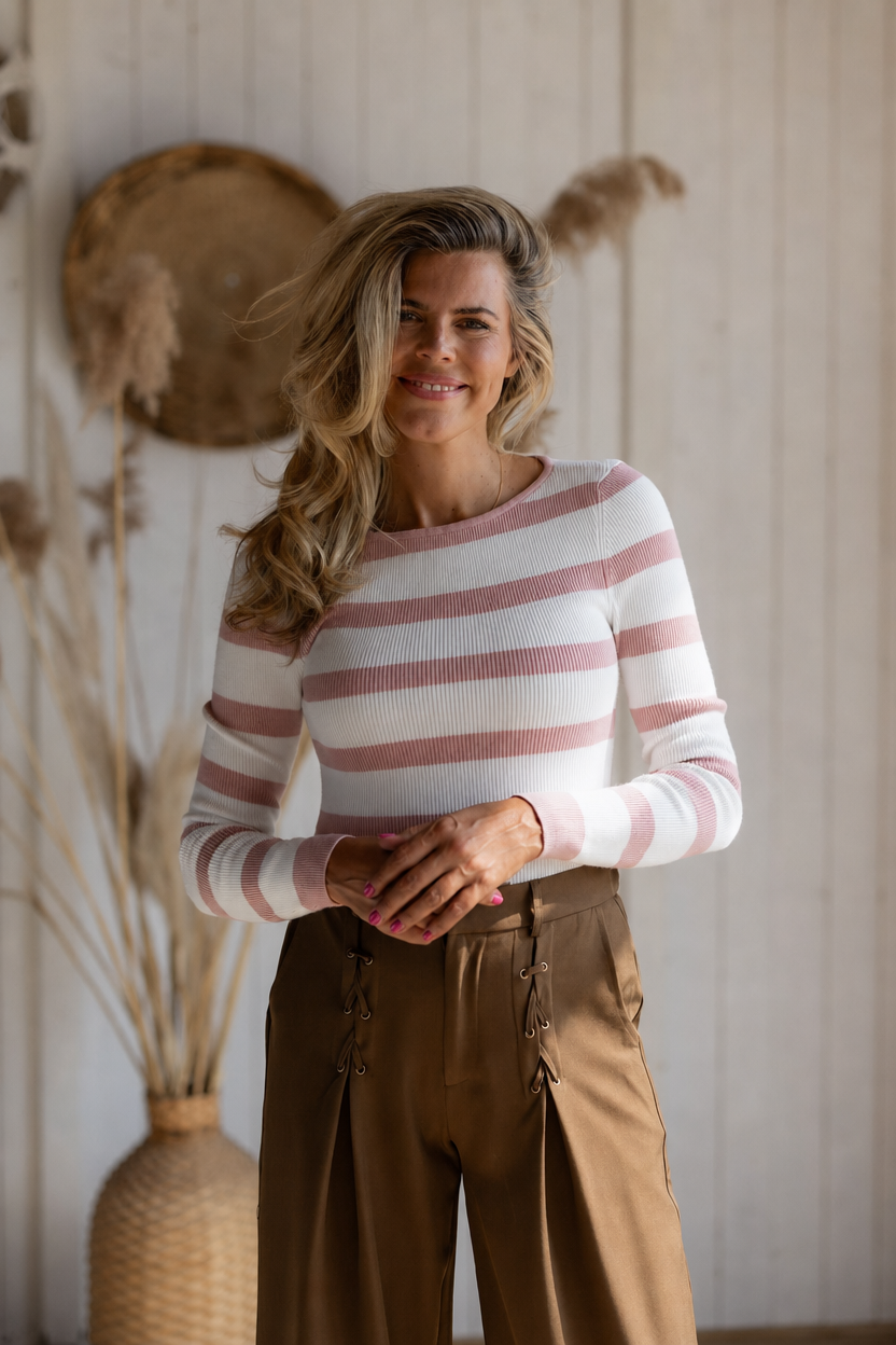 Top Sweetstripes | Vintage pink/cream | Studio Poespas