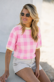Top Check me out | Pink | Studio Poespas