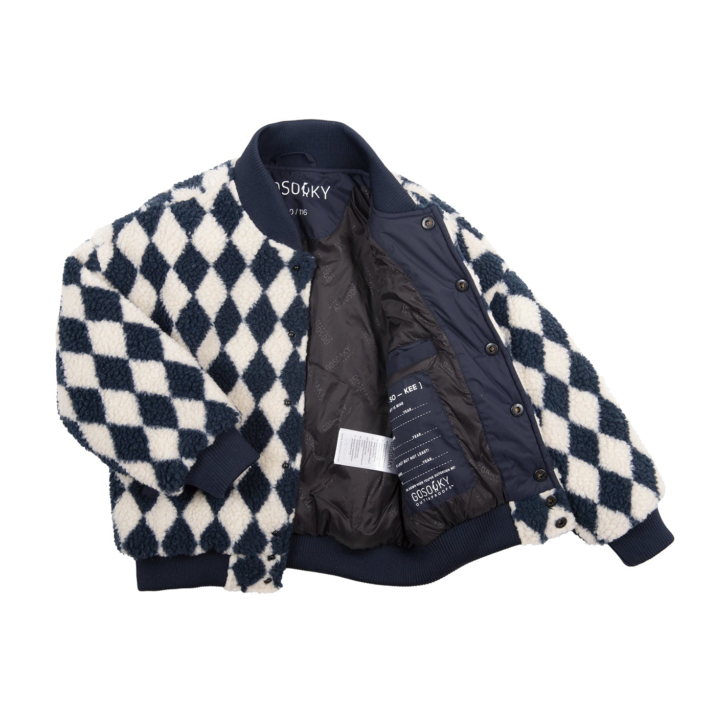 Winterjas Alpaca Punch | Teddy Blue Argyle | GoSoaky