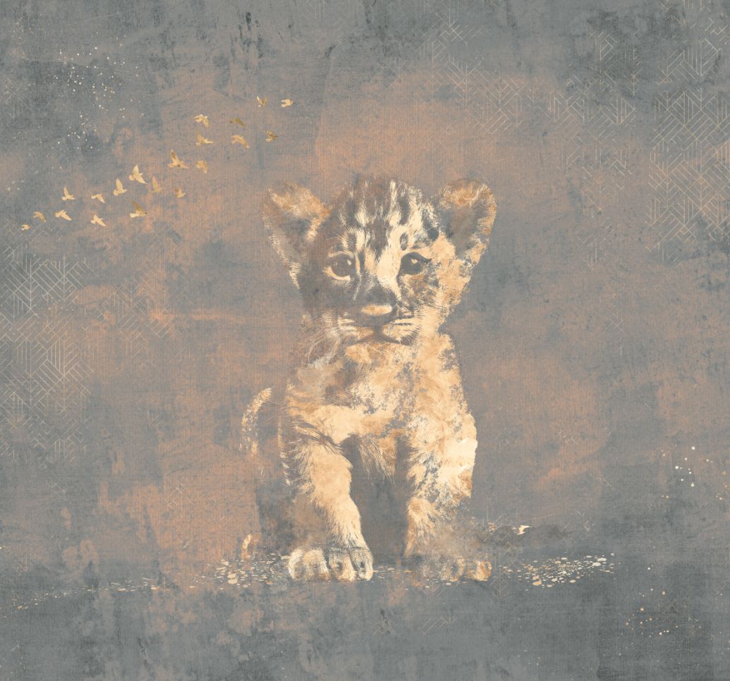Behang Hakuna matata | Blauw / goud | Jungle collection | Staaltje