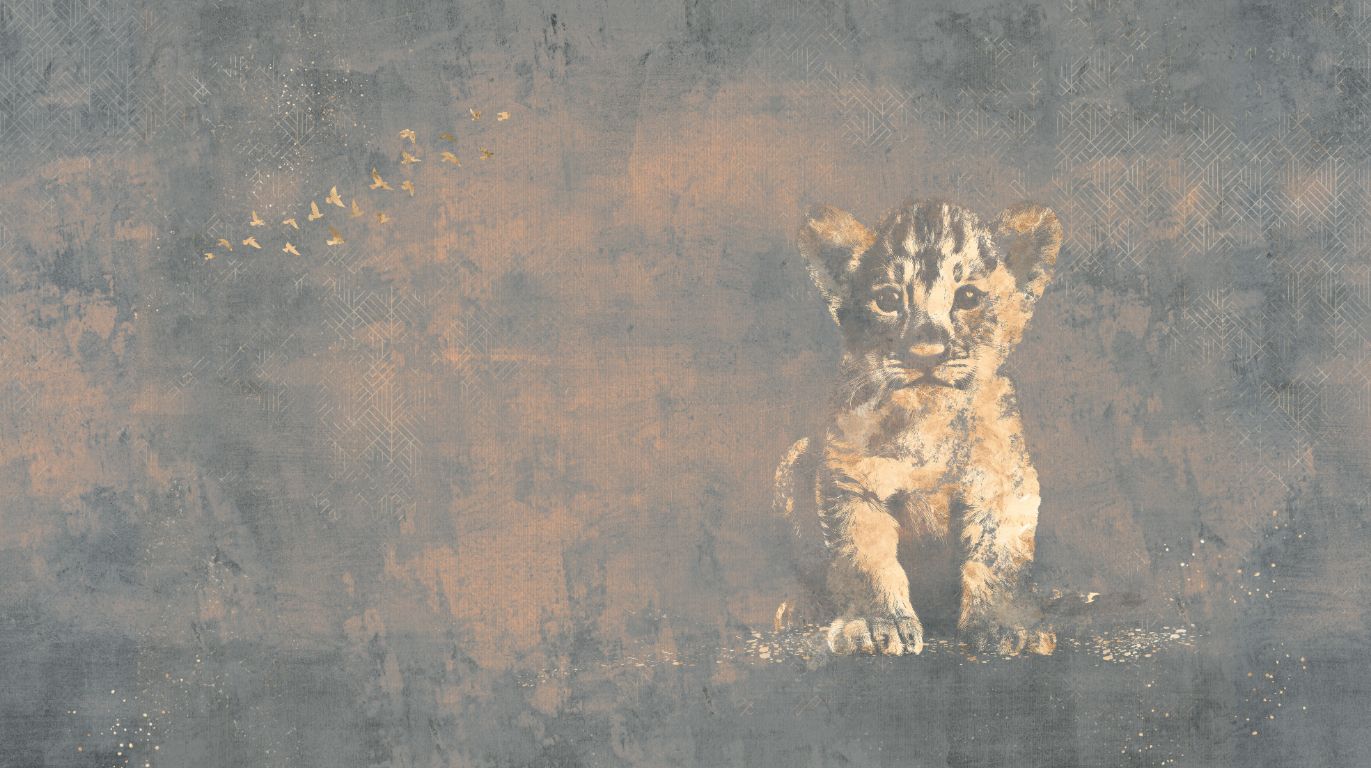 Behang Hakuna matata | Blauw / goud | Jungle collection | Staaltje