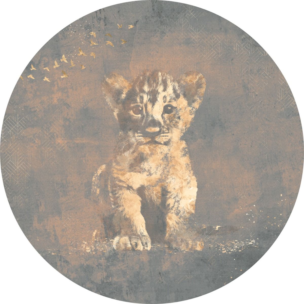 Behangcirkel Hakuna matata | Blauw / goud | Jungle collection| 145 x 145 cm