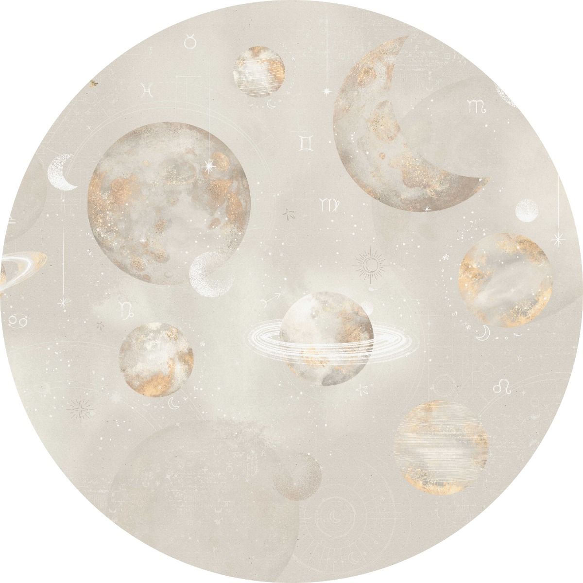 Behangcirkel Pastel Planets | ⌀ 145 cm | Beige